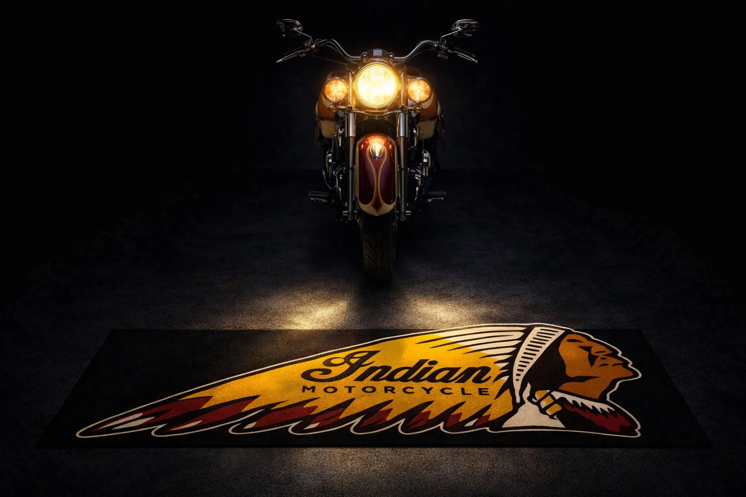 Indian Premium Garage Floor Mat - 2.5x7 ft (30x87") Luxury Anti-Slip Motorcycle Rug & Wall Decor