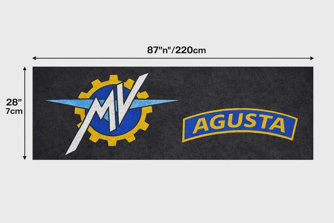 MV Agusta Premium Garage Floor Mat - 2.5x7 ft (30x87") Luxury Anti-Slip Motorcycle Rug & Wall Decor