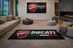 Ducati Premium Garage Floor Mat - 2.5x7 ft (30x87") Luxury Anti-Slip Motorcycle Rug & Wall Decor
