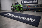 Kawasaki Premium Garage Floor Mat - 2.5x7 ft (30x87") Luxury Anti-Slip Motorcycle Rug & Wall Decor